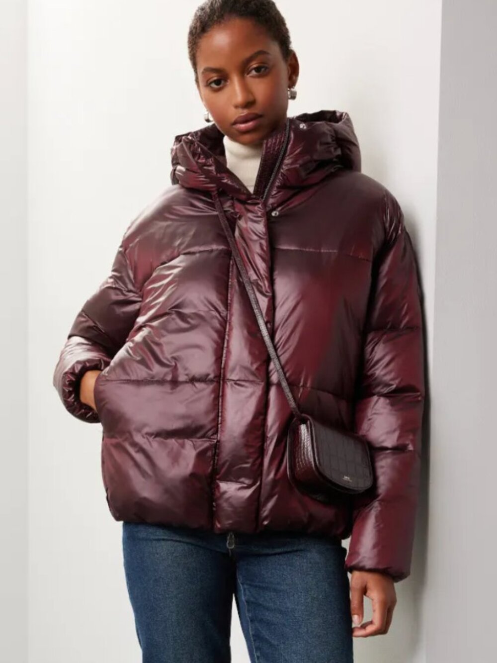 Save the Duck Aimie Jacket in Burgundy Red Brown Winter Puffer Coat XL
